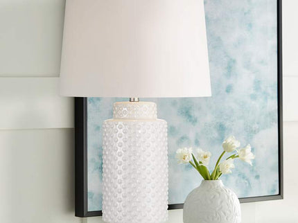 Possini Euro Luisa 28" High Modern Dimpled White Ceramic Table Lamp