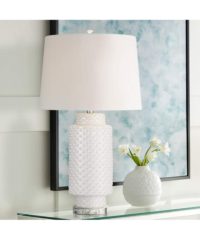 Possini Euro Luisa 28" High Modern Dimpled White Ceramic Table Lamp