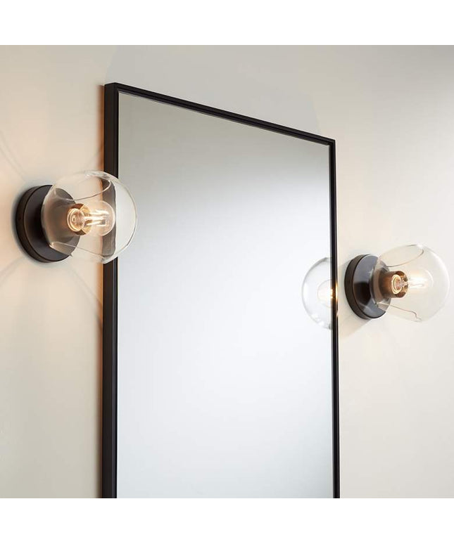 Possini Euro Michaelis 6 1/4" High Black Wall Sconce Set of 2