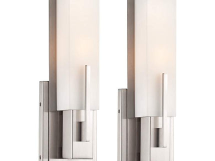 Possini Euro Midtown 15" High Satin Nickel Wall Sconce Set of 2