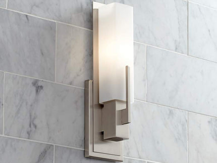 Possini Euro Midtown 15" High Satin Nickel Wall Sconce Set of 2