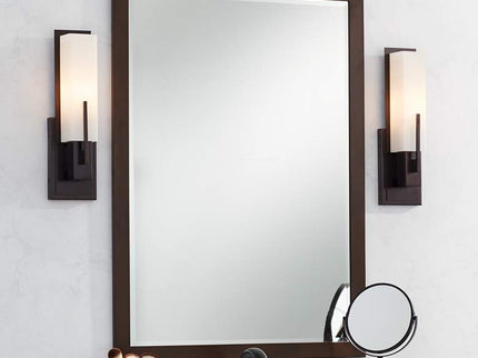 Possini Euro Midtown 15" High White Glass Bronze Wall Sconce Set of 2