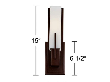 Possini Euro Midtown 15" High White Glass Bronze Wall Sconce Set of 2