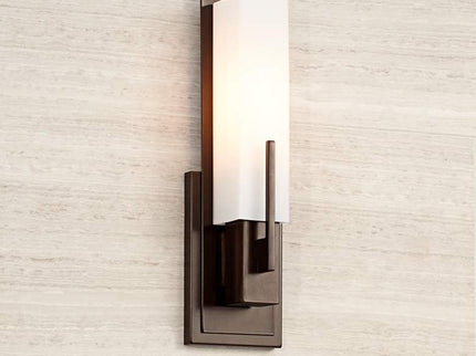 Possini Euro Midtown 15" High White Glass Bronze Wall Sconce Set of 2