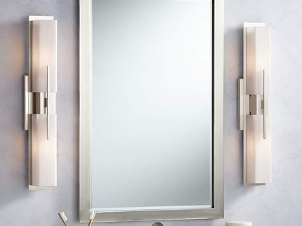 Possini Euro Midtown 23 1/2" High Satin Nickel Bath Light Set of 2