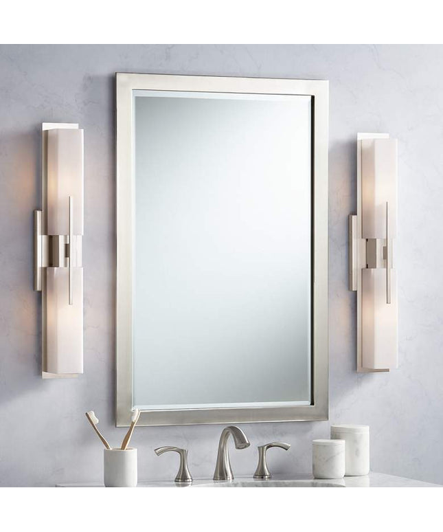 Possini Euro Midtown 23 1/2" High Satin Nickel Bath Light Set of 2