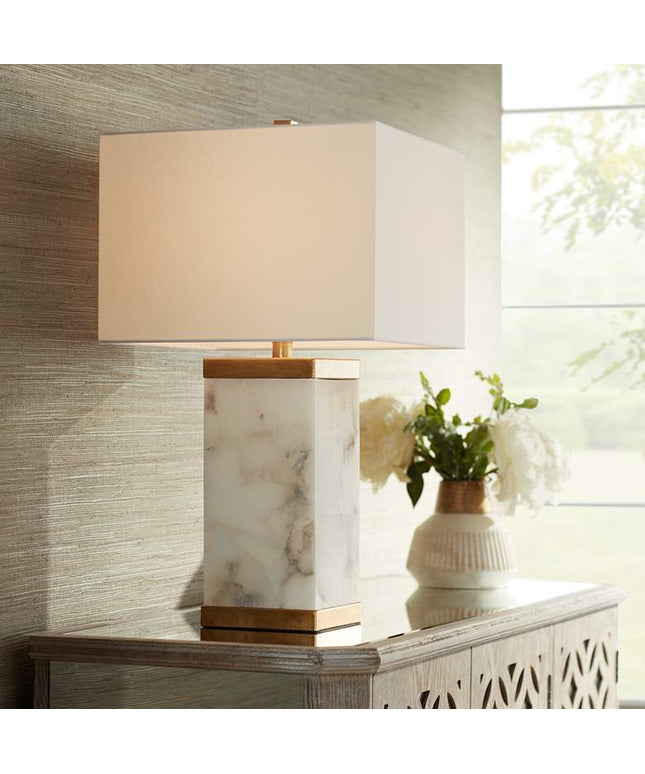 Possini Euro Mindy 24 3/4" Alabaster Table Lamp with Night Light