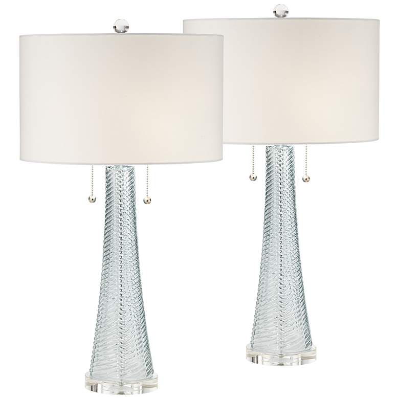 Possini Euro Miriam 28 1/2" Swirl Blue Glass Coastal Lamps Set of 2