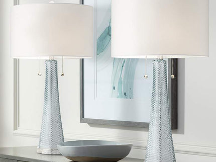 Possini Euro Miriam 28 1/2" Swirl Blue Glass Coastal Lamps Set of 2