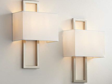 Possini Euro Modena 15 1/2" High Brushed Nickel Wall Sconce Set of 2