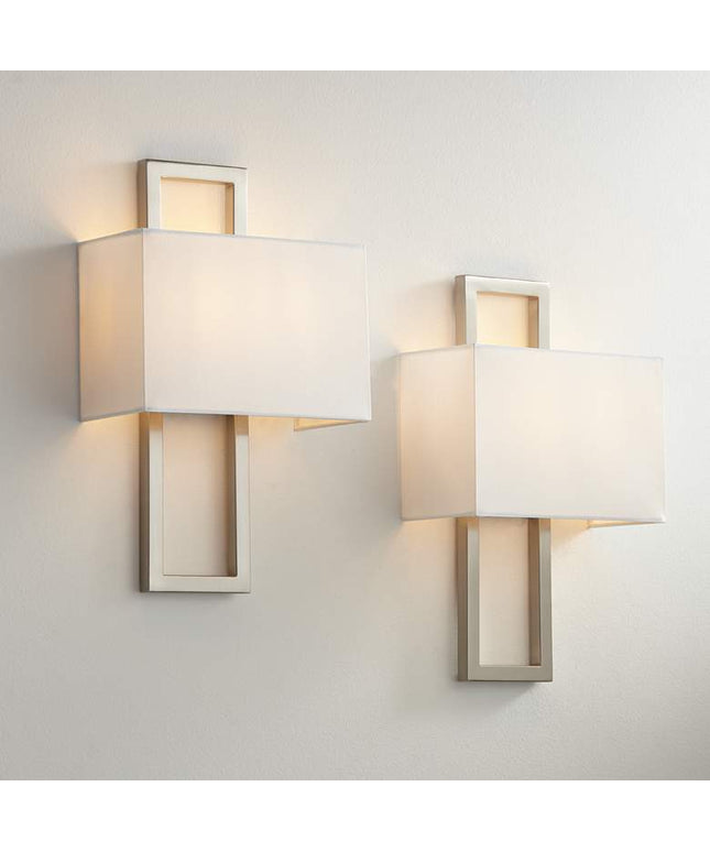 Possini Euro Modena 15 1/2" High Brushed Nickel Wall Sconce Set of 2