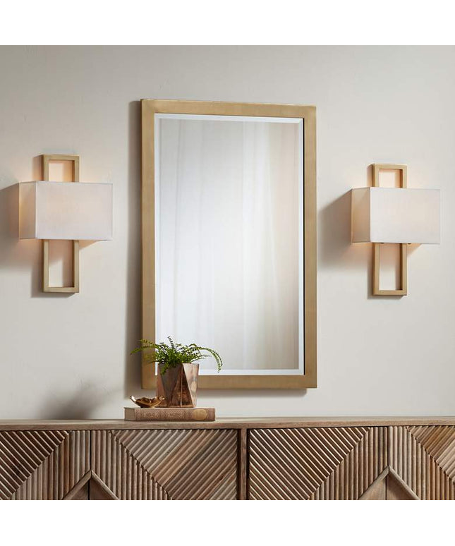 Possini Euro Modena 15 1/2" High French Brass Wall Sconce Set of 2