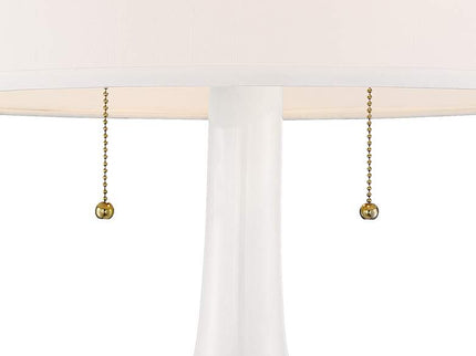 Possini Euro Natalia 27" White Modern Luxe Ceramic Floral Table Lamp