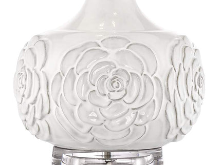 Possini Euro Natalia 27" White Modern Luxe Ceramic Floral Table Lamp