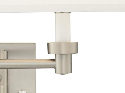 Possini Euro Nickel and White Swing Arm Plug-In Wall Lamps Set of 2