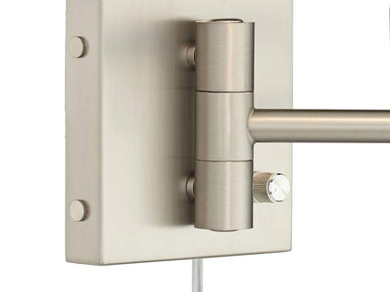 Possini Euro Nickel and White Swing Arm Plug-In Wall Lamps Set of 2