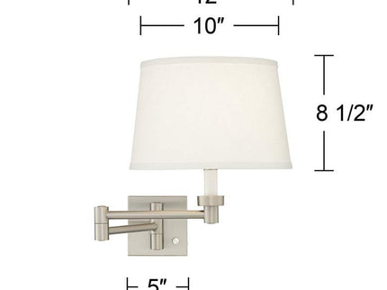 Possini Euro Nickel and White Swing Arm Plug-In Wall Lamps Set of 2