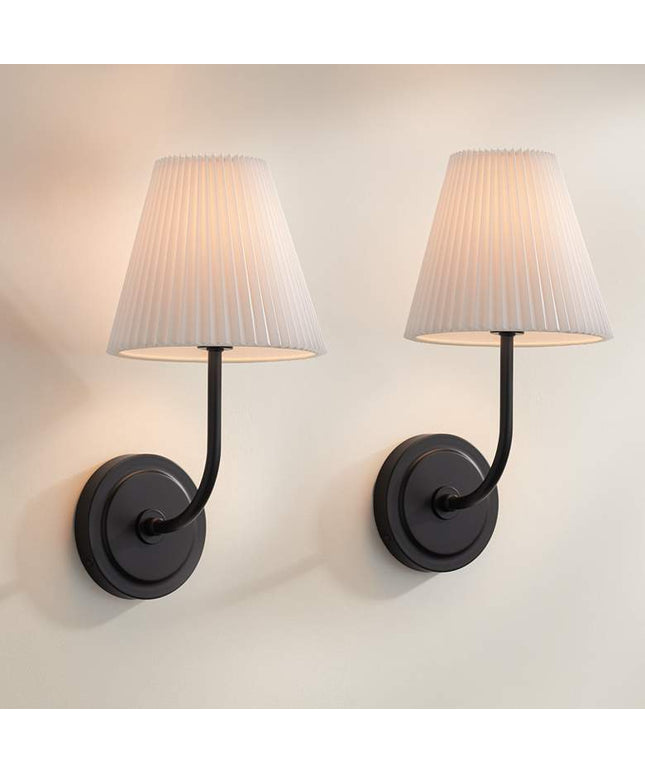 Possini Euro Nina 14" High Matte Black Wall Sconce Set of 2