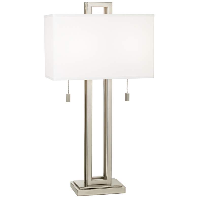 Possini Euro Open Rectangle 30" Brushed Nickel Table Lamp