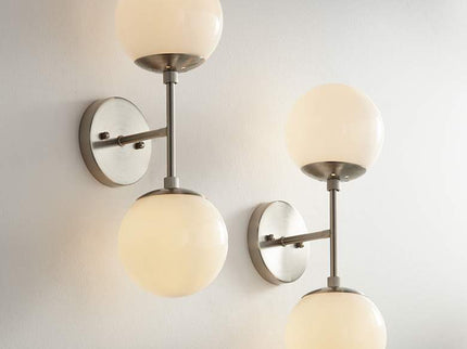 Possini Euro Oso 17 3/4" High Opal Glass and Nickel Sconces Set of 2