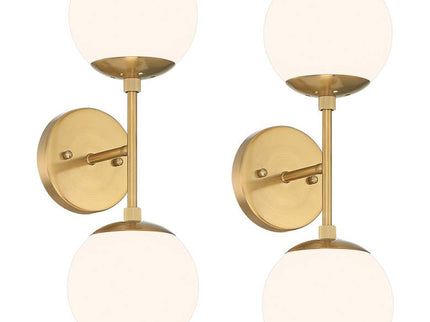Possini Euro Oso 18" High Gold Opal Glass 2-Light Wall Sconce Set of 2