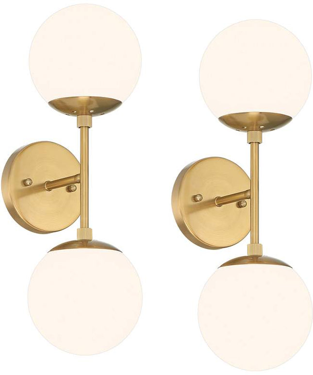 Possini Euro Oso 18" High Gold Opal Glass 2-Light Wall Sconce Set of 2