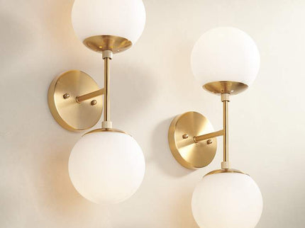 Possini Euro Oso 18" High Gold Opal Glass 2-Light Wall Sconce Set of 2