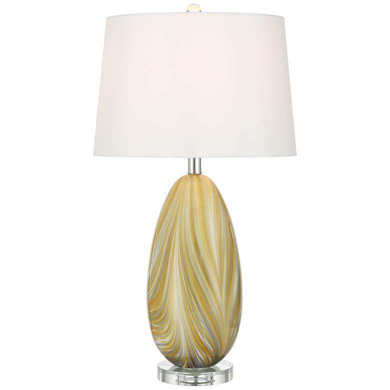 Possini Euro Pablo 27" High Modern Yellow Vortex Art Glass Table Lamp
