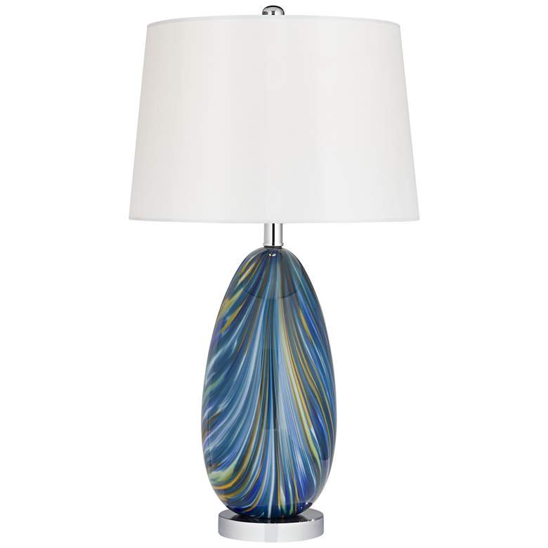Possini Euro Pablo 27" Modern Blue Art Glass Table Lamp