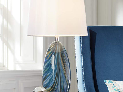 Possini Euro Pablo 27" Modern Blue Art Glass Table Lamp