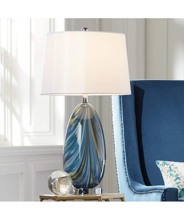 Possini Euro Pablo 27" Modern Blue Art Glass Table Lamp