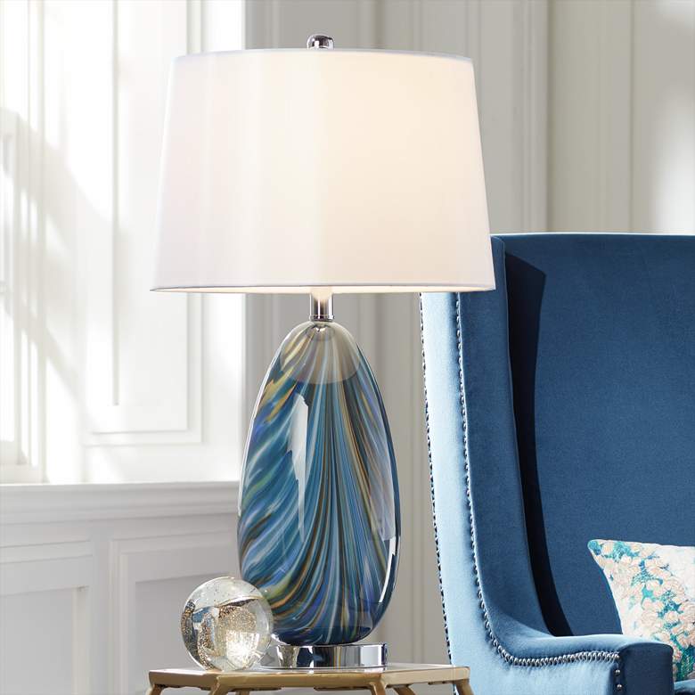 Possini Euro Pablo 27" Modern Blue Art Glass Table Lamp
