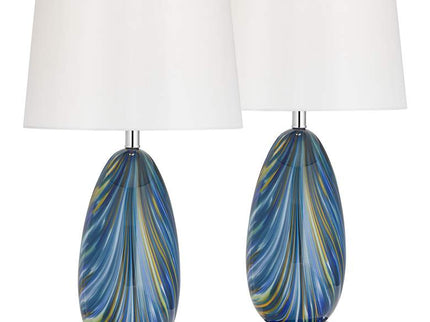Possini Euro Pablo 27" Modern Blue Art Glass Table Lamps Set of 2