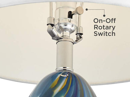 Possini Euro Pablo 27" Modern Blue Art Glass Table Lamps Set of 2