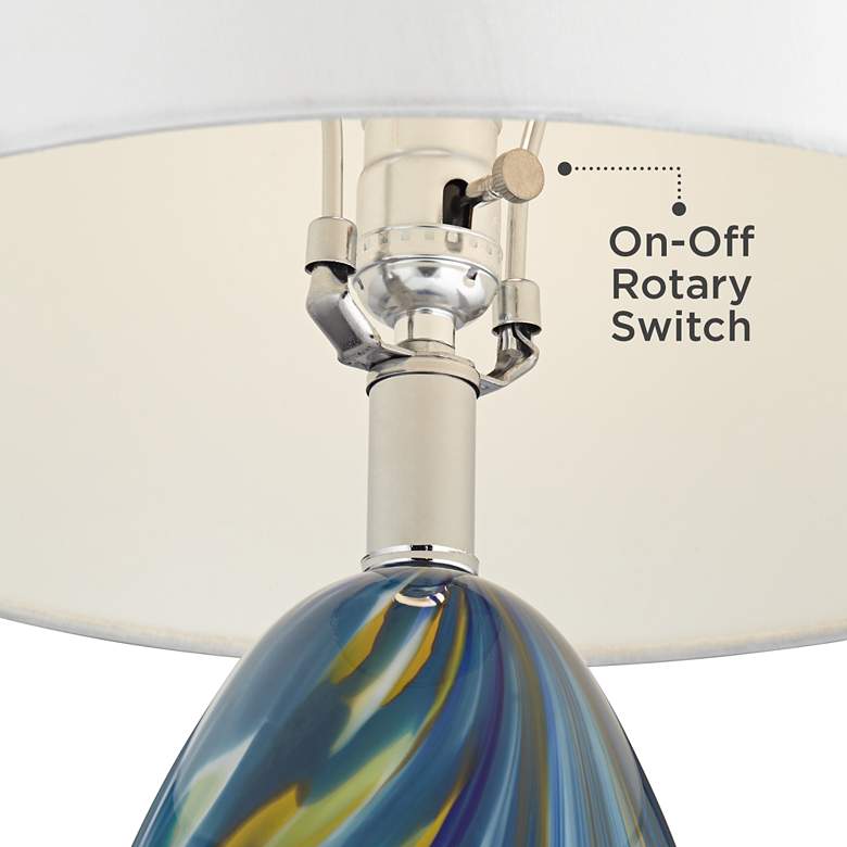 Possini Euro Pablo 27" Modern Blue Art Glass Table Lamps Set of 2