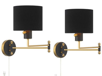 Possini Euro Rumi 13 1/4"H Gold Swing-Arm Plug-In Wall Lamp Set of 2