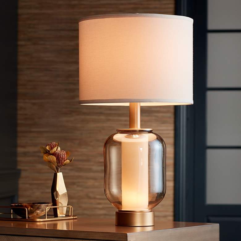 Possini Euro Sophia 28" Champagne Glass Night Light Table Lamp