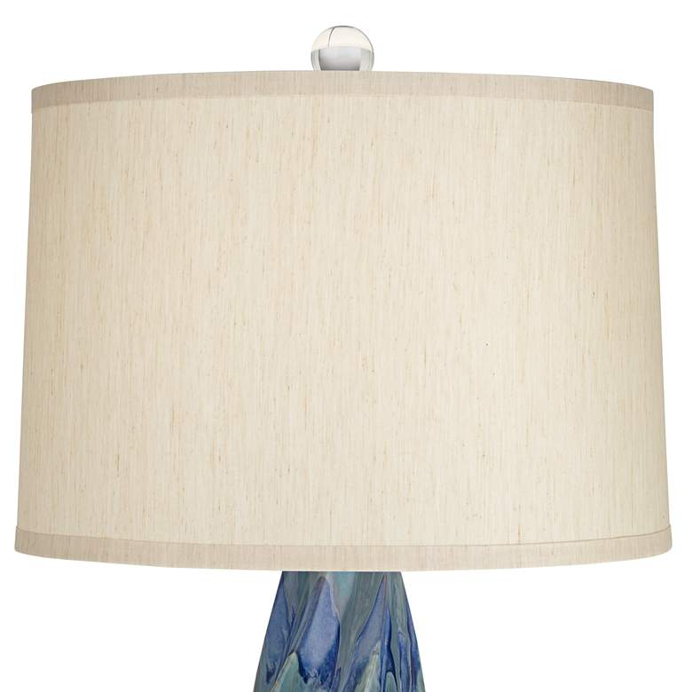 Possini Euro Teresa 31" Coastal Teal Blue Drip Ceramic Table Lamp
