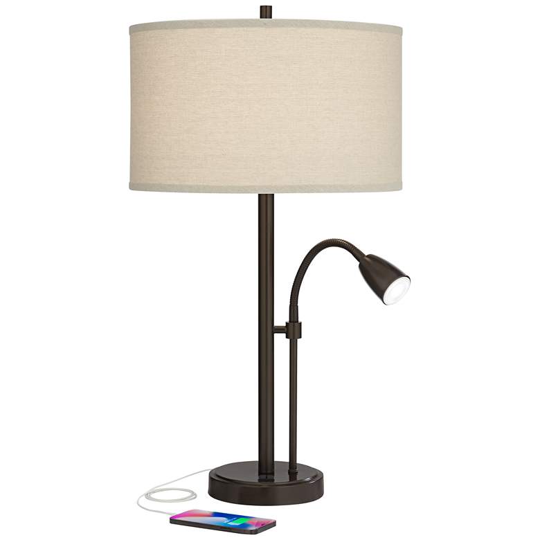 Possini Euro Traverse 29" Bronze Gooseneck LED USB Lamps Set of 2