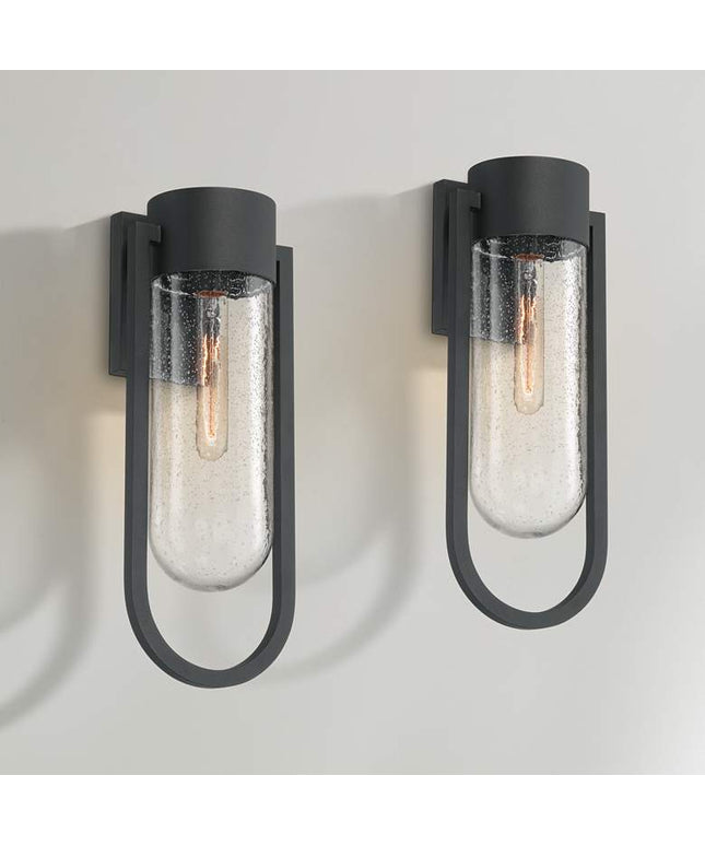 Possini Euro Villa Lane 18 1/2" High Sand Black Wall Sconce Set of 2