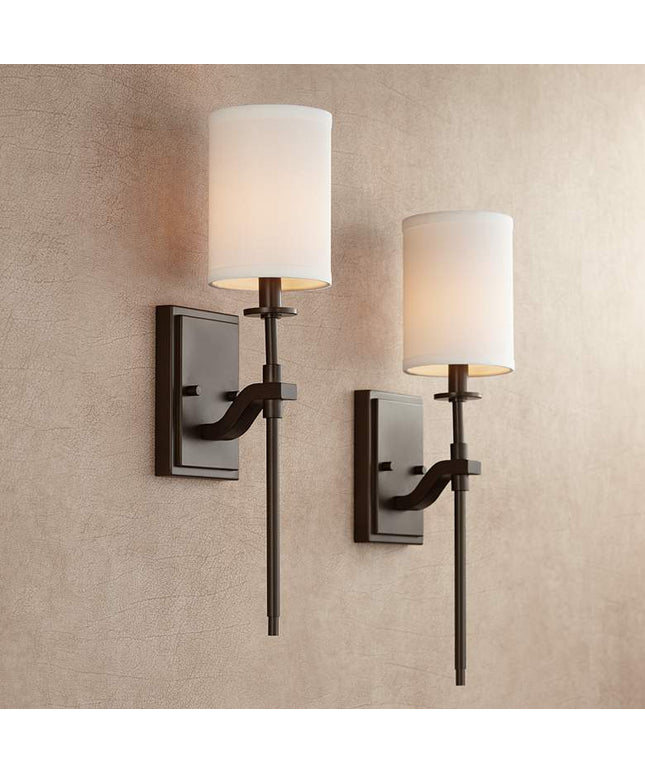 Possini Euro Walton 20" High Oil-Rubbed Bronze Wall Sconce Set of 2