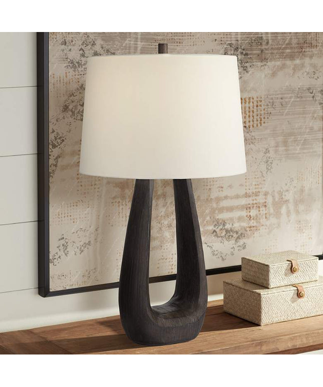 Possini Euro Woodwork 30" Black Finish Open Base Modern Table Lamp