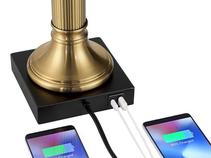 Possini Euro Wynne 30" Gold and Black 2-Light Lamp with Dual USB Ports