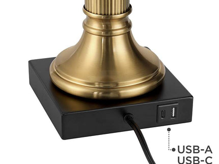 Possini Euro Wynne 30" Gold and Black 2-Light Lamp with Dual USB Ports