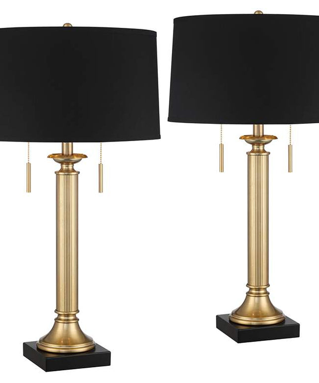 Possini Euro Wynne 30" High Gold and Black Dual USB Lamps Set of 2