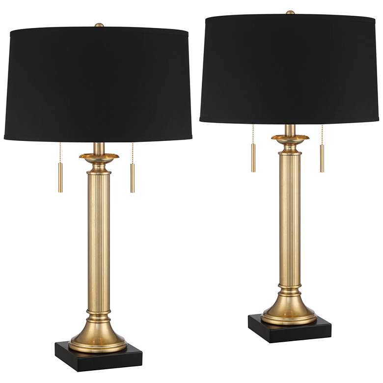 Possini Euro Wynne 30" High Gold and Black Dual USB Lamps Set of 2