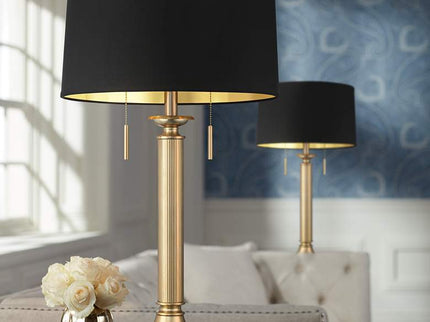 Possini Euro Wynne 30" High Gold and Black Dual USB Lamps Set of 2
