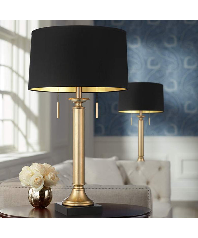 Possini Euro Wynne 30" High Gold and Black Dual USB Lamps Set of 2