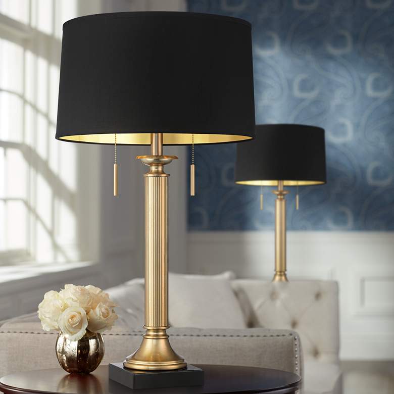 Possini Euro Wynne 30" High Gold and Black Dual USB Lamps Set of 2