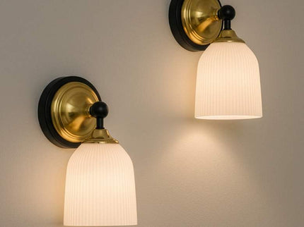 Possini Euro Zaragoza 9 1/2" High Gold and Black Wall Sconce Set of 2